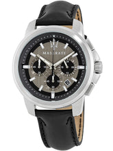 Load image into Gallery viewer, Maserati Successo 44mm Grey Dial Black Leather Strap Watch For Men - R8871621006