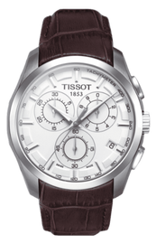 Tissot Couturier Chronograph White Dial Brown Leather Strap Watch For Men - T035.617.16.031.00