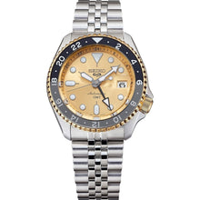Load image into Gallery viewer, Seiko 5 Sports GMT Automatic 70th Anniversary Taiwan Limited Edition Gold Dial Silver Steel Strap Watch For Men - SSK044K1