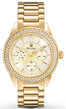 Load image into Gallery viewer, Bulova Multi Function Gold Dial Gold Steel Strap Watch for Women - 97N102