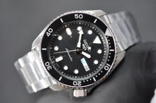 Load image into Gallery viewer, Seiko 5 Sports Automatic Day Date Black Dial Silver Steel Strap Watch for Men - SRPD55K1