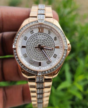 Load image into Gallery viewer, Bulova Crystal Collection Silver Dial Rose Gold Steel Strap Watch for Women - 98L229