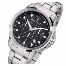 Load image into Gallery viewer, Maserati Successo Chronograph Black Dial Silver Steel Strap Watch For Men - R8873621001