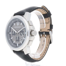 Load image into Gallery viewer, Maserati Successo 44mm Grey Dial Black Leather Strap Watch For Men - R8871621006