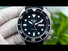 Load image into Gallery viewer, Seiko 5 Sports SKX Automatic Black Dial Black Leather Strap Watch for Men - SRPD55K2