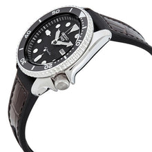 Load image into Gallery viewer, Seiko 5 Sports SKX Automatic Black Dial Black Leather Strap Watch for Men - SRPD55K2