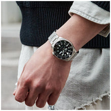 Load image into Gallery viewer, Seiko 5 Sports Automatic Day Date Black Dial Silver Steel Strap Watch for Men - SRPD55K1