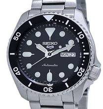 Load image into Gallery viewer, Seiko 5 Sports Automatic Day Date Black Dial Silver Steel Strap Watch for Men - SRPD55K1