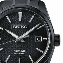 Load image into Gallery viewer, Seiko Presage Sharp Edged Series Black Dial Black Steel Strap Watch For Men - SPB229J1