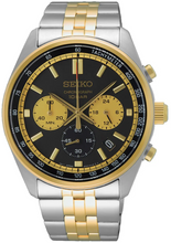 Load image into Gallery viewer, Seiko Sport Chronograph Black Dial Two Tone Steel Strap Watch for Men - SSB430P1