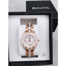 Load image into Gallery viewer, Bulova Crystal Mother of Pearl Dial Rose Gold Steel Strap Watch for Women - 98L197