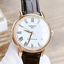 Load image into Gallery viewer, Tissot T Classic Carson Powermatic 80 White Dial Brown Leather Strap Watch for Men - T085.407.36.013.00