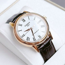 Load image into Gallery viewer, Tissot T Classic Carson Powermatic 80 White Dial Brown Leather Strap Watch for Men - T085.407.36.013.00