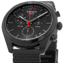 Load image into Gallery viewer, Tissot T Classic PR 100 Chronograph Black Dial Black Mesh Bracelet Watch For Men - T101.417.33.051.00