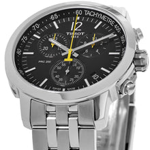 Load image into Gallery viewer, Tissot PRC 200 Chronograph Black Dial Silver Steel Strap Watch For Men - T114.417.11.057.00