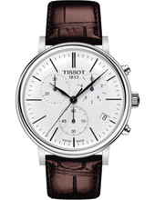 Load image into Gallery viewer, Tissot Carson Premium Chronograph White Dial Brown Leather Strap Watch For Men - T122.417.16.011.00