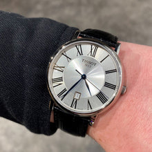 Load image into Gallery viewer, Tissot Carson Premium Silver Dial Black Leather Strap Watch For Men - T122.410.16.033.00