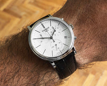 Load image into Gallery viewer, Tissot Carson Premium Chronograph White Dial Brown Leather Strap Watch For Men - T122.417.16.011.00