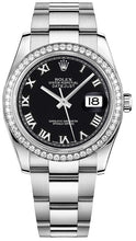 Load image into Gallery viewer, Rolex Datejust 36 Black Roman Numeral Oyster Bracelet Watch 116244-0040