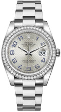 Load image into Gallery viewer, Rolex Datejust 36 Diamond Bezel Silver Dial Watch 116244-0075