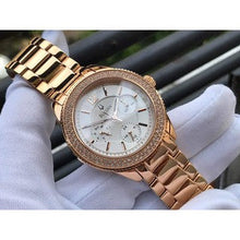 Load image into Gallery viewer, Bulova Crystal Silver Dial Rose Gold Steel Strap Watch for Women - 97N101