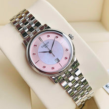 Load image into Gallery viewer, Tissot T Classic Carson Premium Lady Mother of Pearl Pink Dial Silver Steel Strap Watch For Women - T122.210.11.159.00