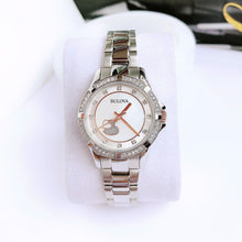 Load image into Gallery viewer, Bulova Crystal Collection Mother of Pearl Dial Silver Steel Strap Watch for Women - 98L232