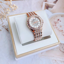 Load image into Gallery viewer, Bulova Phantom White Dial with Swarovski Baguettes Rose Gold Steel Strap Watch for Women - 98L268