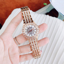 Load image into Gallery viewer, Bulova Phantom White Dial with Swarovski Baguettes Rose Gold Steel Strap Watch for Women - 98L268