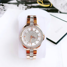 Load image into Gallery viewer, Bulova Crystal Collection Silver Dial Rose Gold Steel Strap Watch for Women - 98L229