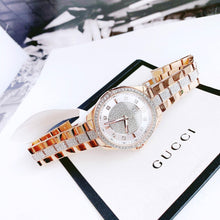 Load image into Gallery viewer, Bulova Crystal Collection Silver Dial Rose Gold Steel Strap Watch for Women - 98L229