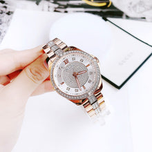 Load image into Gallery viewer, Bulova Crystal Collection Silver Dial Rose Gold Steel Strap Watch for Women - 98L229