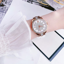 Load image into Gallery viewer, Bulova Crystal Collection Silver Dial Rose Gold Steel Strap Watch for Women - 98L229