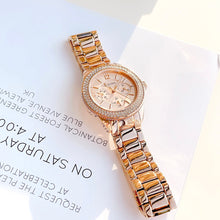 Load image into Gallery viewer, Bulova Crystal Silver Dial Rose Gold Steel Strap Watch for Women - 97N101