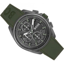 Load image into Gallery viewer, Hugo Boss Volane Chronograph Grey Dial Green Rubber Strap Watch For Men - 1513952