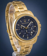 Load image into Gallery viewer, Maserati Successo Chronograph Blue Dial Gold Steel Strap Watch For Men - R8873621021