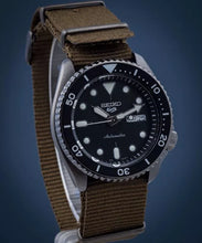 Load image into Gallery viewer, Seiko 5 Sport Automatic Black Dial Green Nylon Strap Watch For Men - SRPD65K4